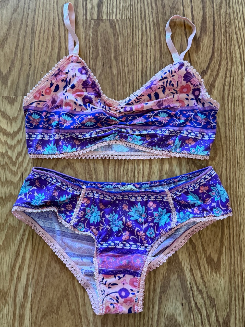 Spell Folklore Bralette & Bloomers Set in Purple and Pink, Size S